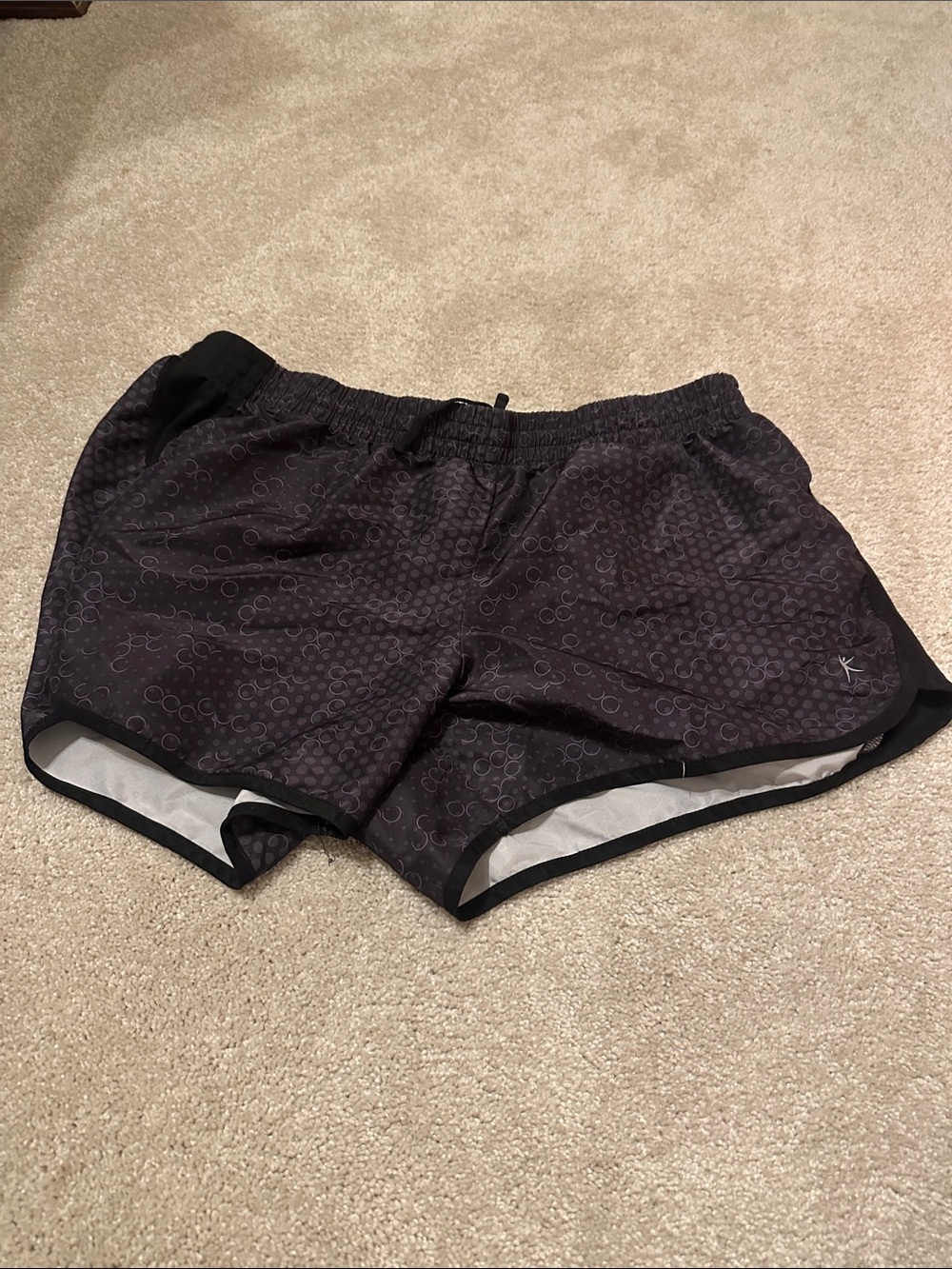 Danskin Now Black Athletic Shorts with Subtle Circle Print